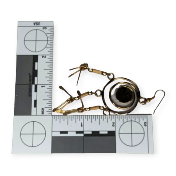 Gold and Tan Drop Hook Earrings - Picture 6 of 6